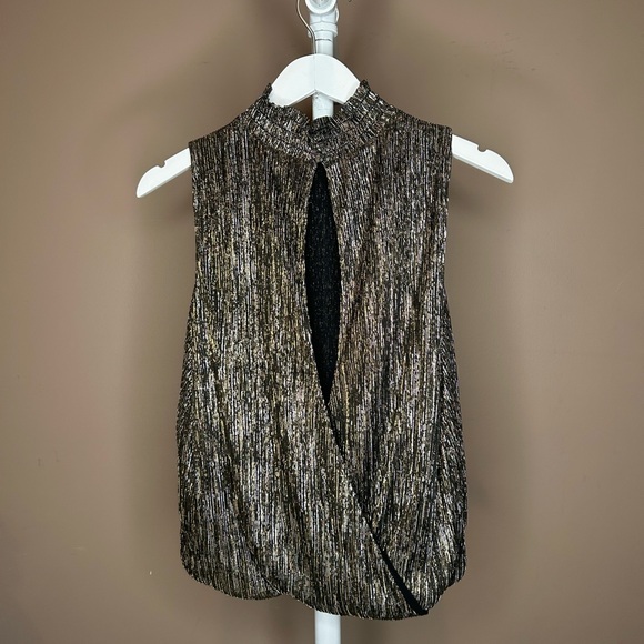 Banana Republic Metallic High Neck Blouse Sleeveless Small - Picture 3 of 5